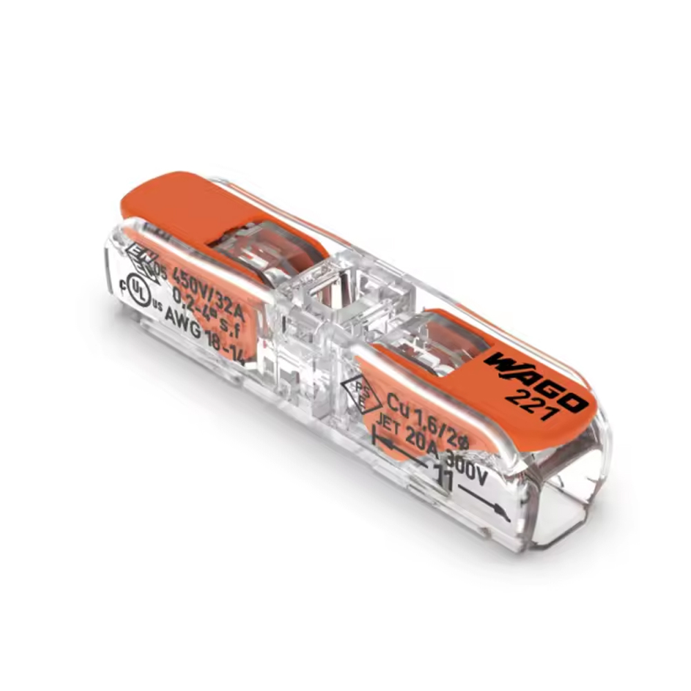 WAGO 221-2411 Electrical Lever-Nut Connector – Original German Push-In Conductor Block for 0.5–2.5mm² Cables, 32A 450V