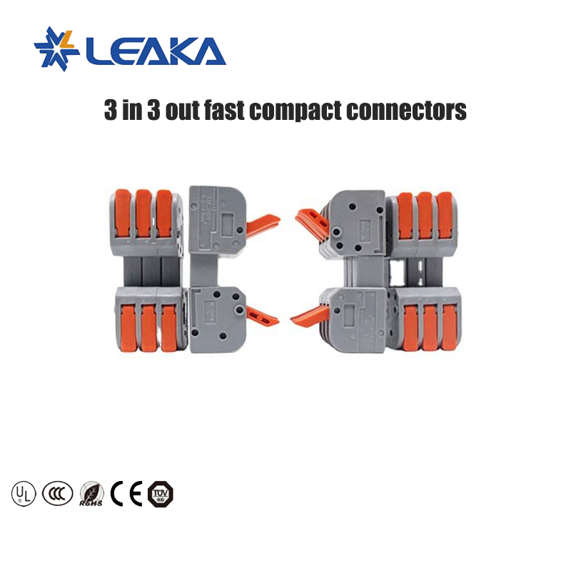PCT223 SPL 222/223 Compact 3P Wire Connector Terminal Block Lever Quick Splice with Copper Contacts for Power Applications