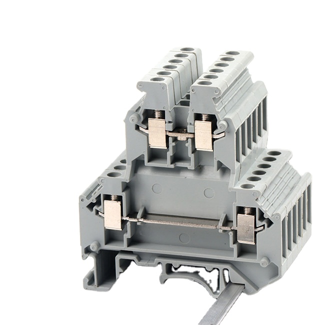 UKK3 Three-Level DIN Rail Terminal Block – 2.5mm² Feed-Through Screw Connector for Power Wiring, 300V 25A