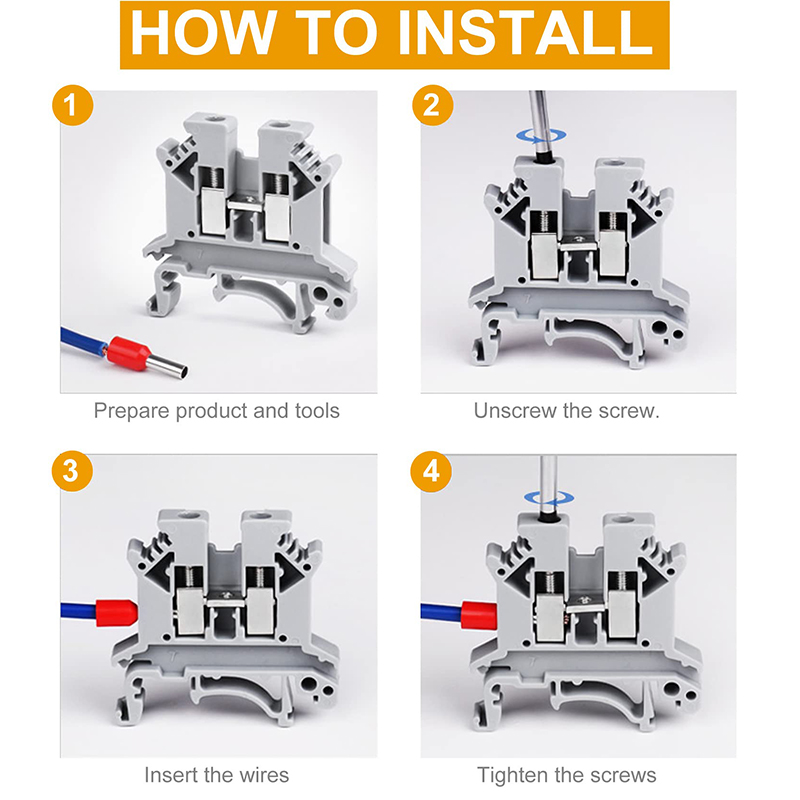 UKK3 Three-Level DIN Rail Terminal Block – 2.5mm² Feed-Through Screw Connector for Power Wiring, 300V 25A