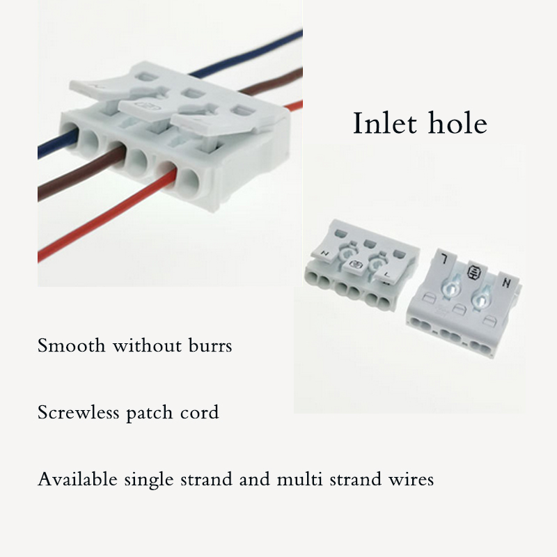 3-Pin Compact Push-In Lever Connector – Quick Wire Splice Terminal for 0.5–2.5mm² Cables, 24A 450V