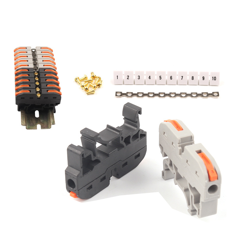 211 UK Wholesales 2.5mm Cable Spring Feed-Through Strip Plug Electrical Connector Terminal Block DIN R Copper Nylon