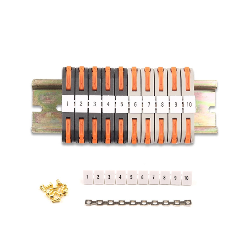 211 UK Wholesales 2.5mm Cable Spring Feed-Through Strip Plug Electrical Connector Terminal Block DIN R Copper Nylon