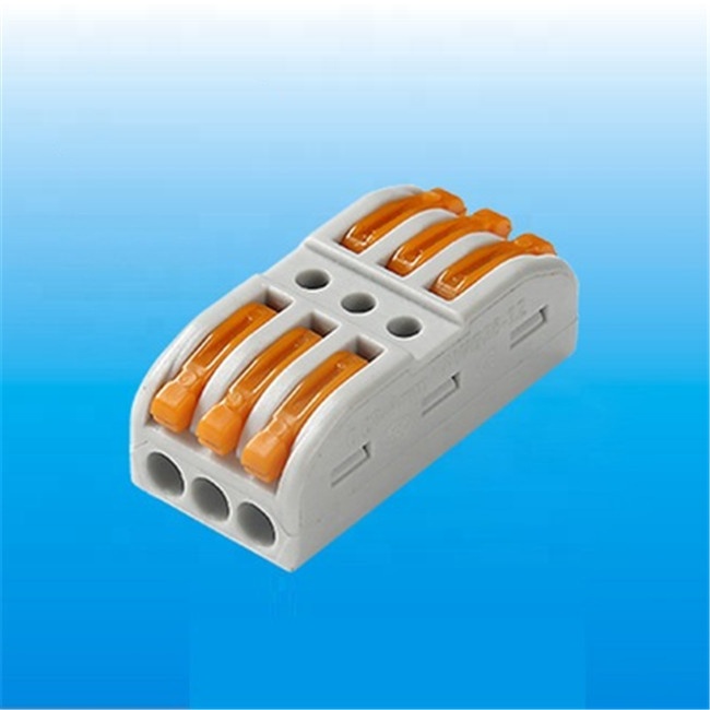 KV313-O 3 In 3 Out 32A 400V Compact Splicing Push Wire Connector with Orange Handle for Auto Electrical Terminal Block Applications