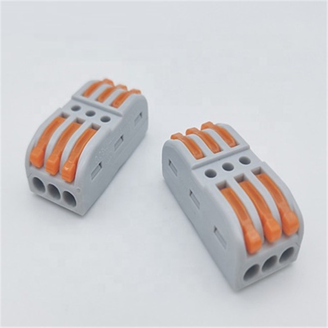 KV313-O 3 In 3 Out 32A 400V Compact Splicing Push Wire Connector with Orange Handle for Auto Electrical Terminal Block Applications