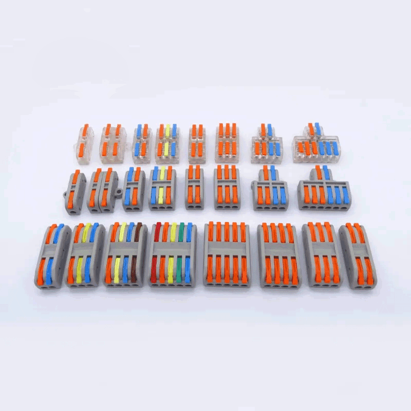KV313 Transparent Mini Lever 3-in-3-Out Wire Splices Push-In Terminal Plugs PC Spring Quick Connector