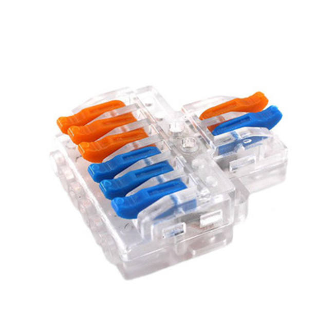 KV426 M3 2 In 6 Out Transparent Multi-Color LED Light Splice Terminal Blocks with Screw Terminal for Electrical Cables