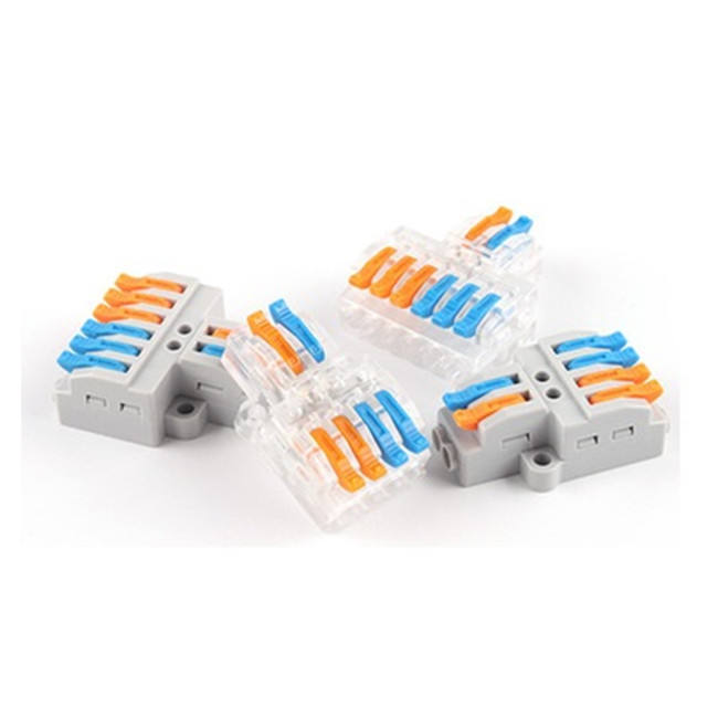 KV426 M3 2 In 6 Out Transparent Multi-Color LED Light Splice Terminal Blocks with Screw Terminal for Electrical Cables