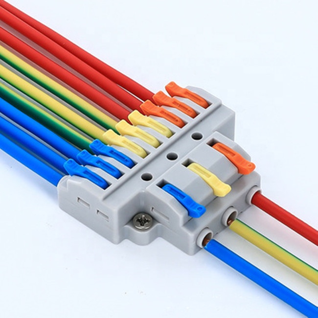 KV439 3 In 9 Out Multi-Cores Push Pull Lever PCB Screw Terminal Block for DIN Rail Applications