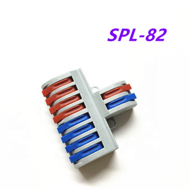 SPL82 2 In 8 Out Fused Wire Spade Splitter Terminal Block Quick Release Push-Pull 8Pin Connector for Power Applications