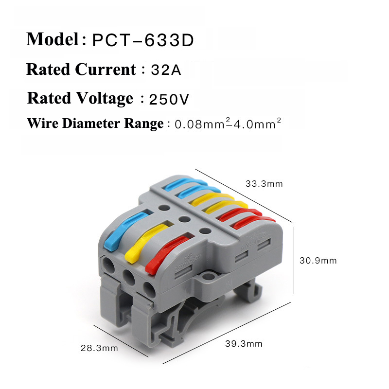 Terminal Block 1011 3 In 9 Out Din Rail Mounted Power Junction Terminal Block with Copper Contacts and PC Housing