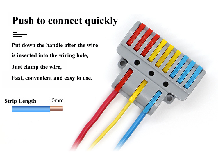 Terminal Block 1011 3 In 9 Out Din Rail Mounted Power Junction Terminal Block with Copper Contacts and PC Housing